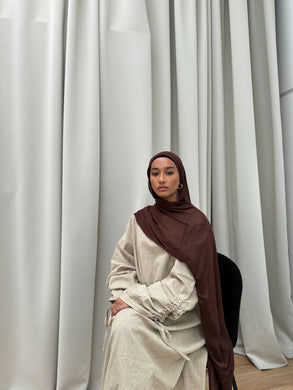 Lameesa Closed Linen Abaya | Sand